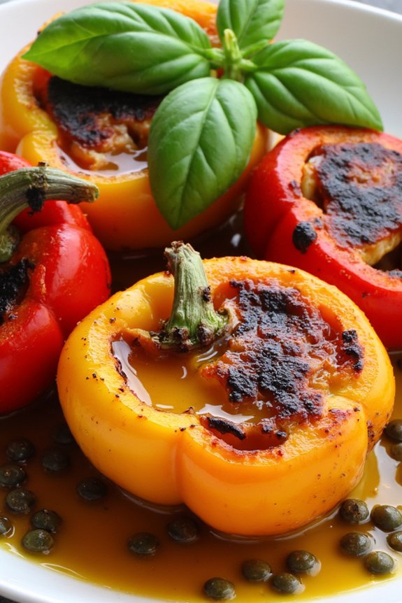 charred peppers with anchovy dressing