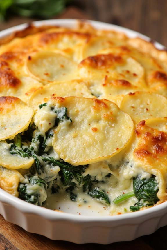 cheesy potato spinach delight