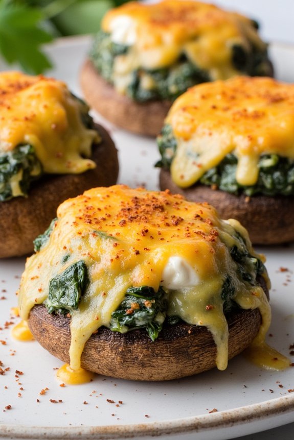 cheesy spinach ricotta mushrooms