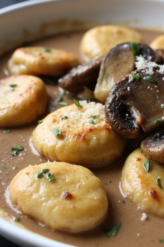 chestnut gnocchi with mushrooms