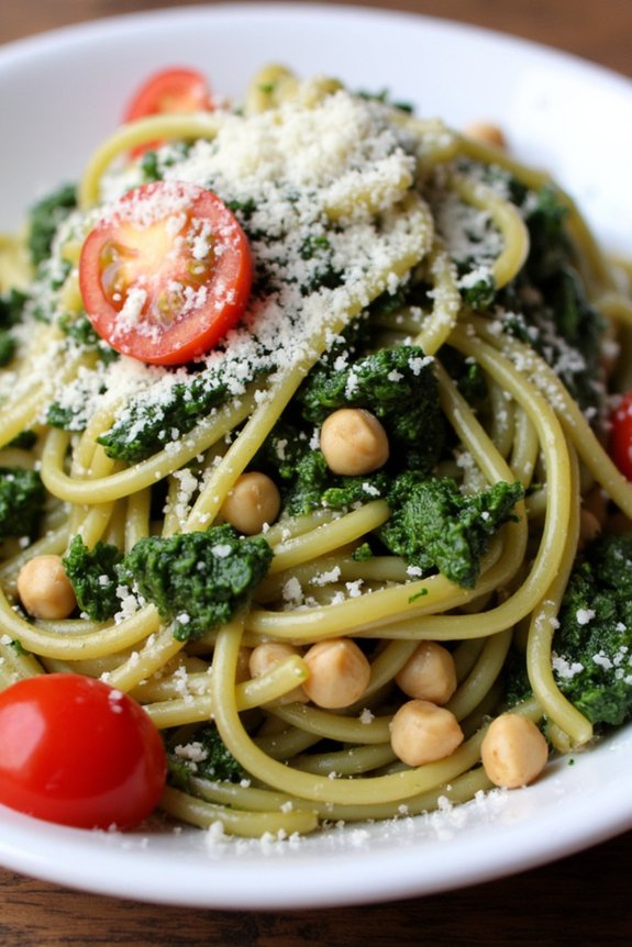 chickpea kale pesto pasta