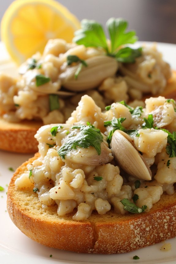 clam garlic toast appetizer