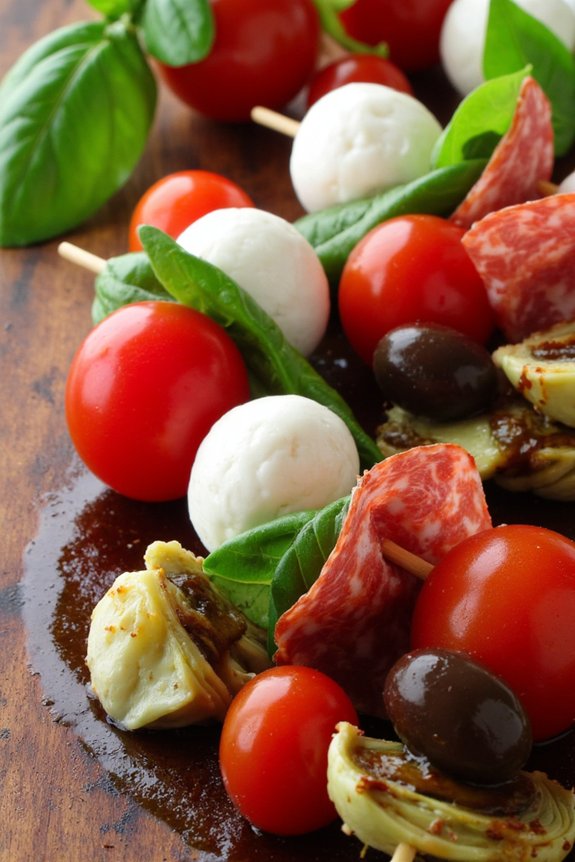 colorful italian appetizer skewers