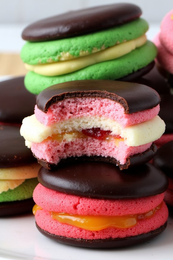 colorful layered almond cookies