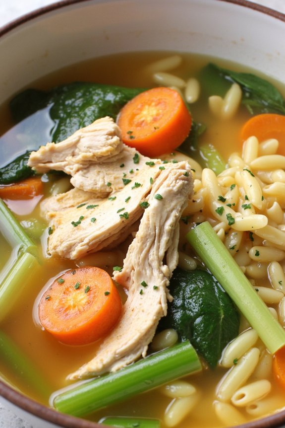 comforting chicken orzo soup