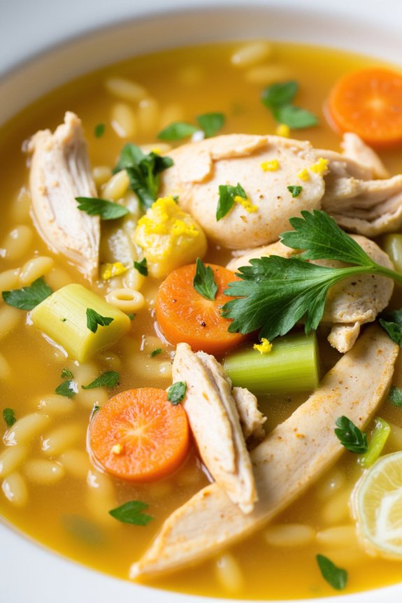 comforting lemon chicken soup