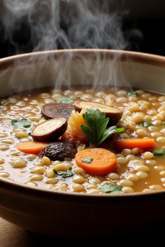 comforting porcini barley soup