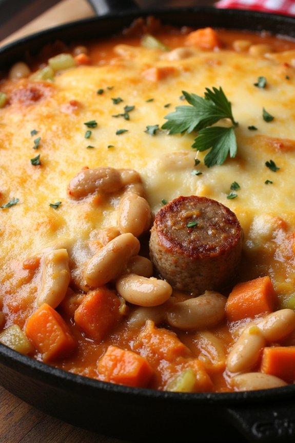 comforting sausage and bean casserole