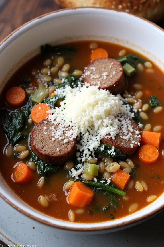 comforting sausage lentil soup