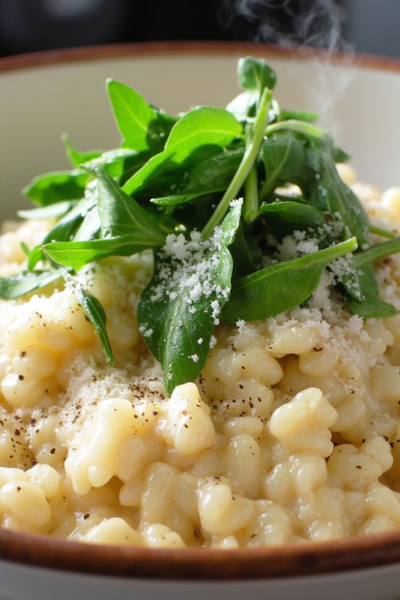 creamy arugula parmesan risotto