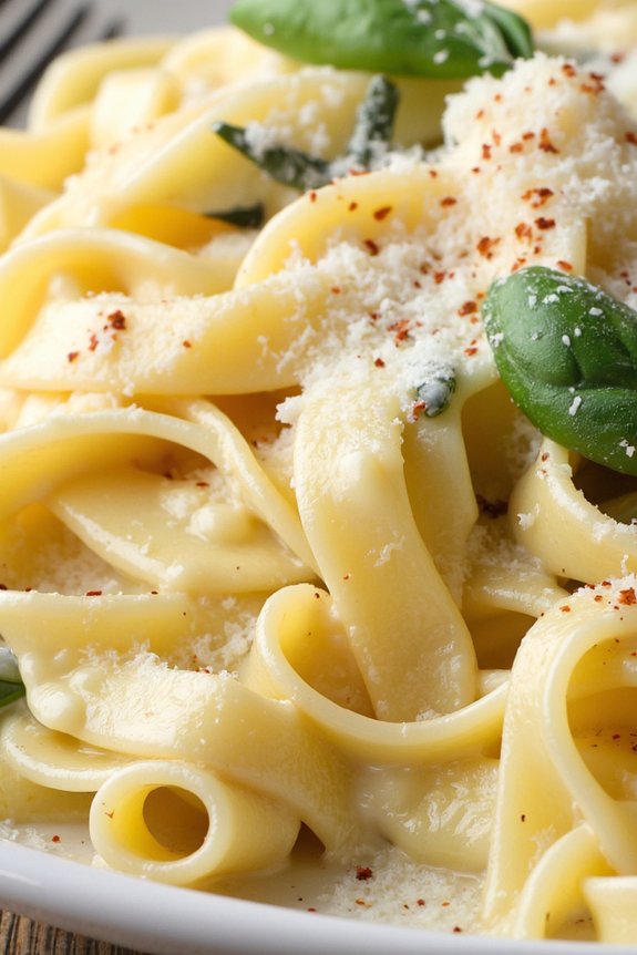 creamy basil alfredo pasta
