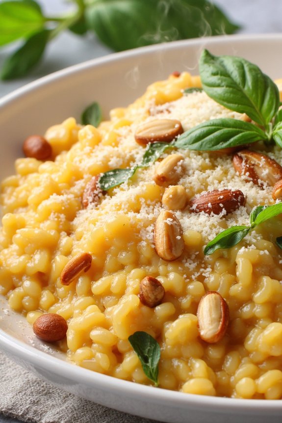 creamy basil pine nut risotto