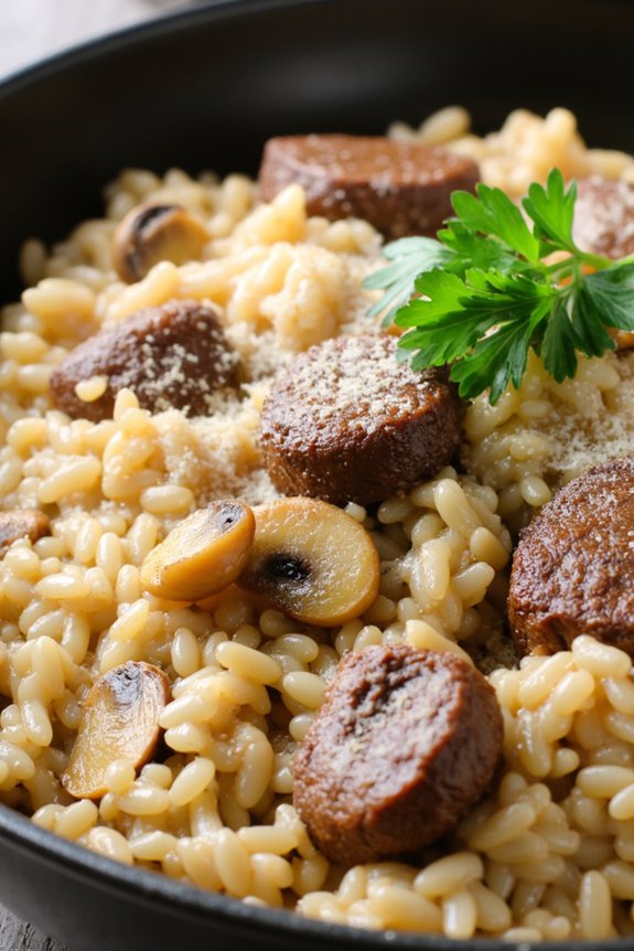 creamy beef mushroom risotto