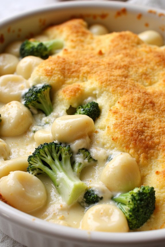 creamy broccoli gnocchi casserole
