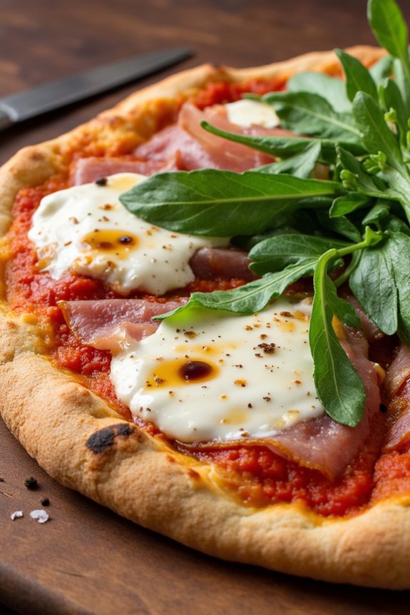 creamy burrata prosciutto pizza