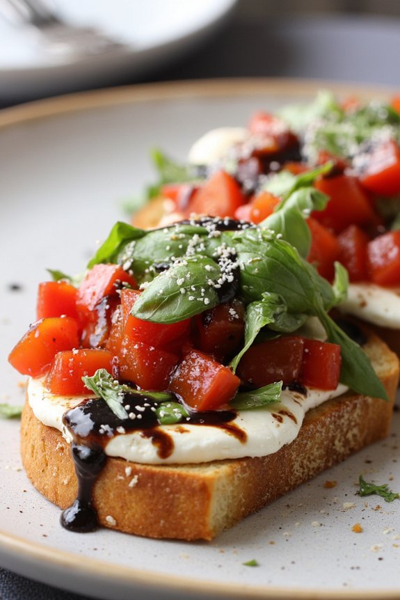 creamy burrata topped bruschetta