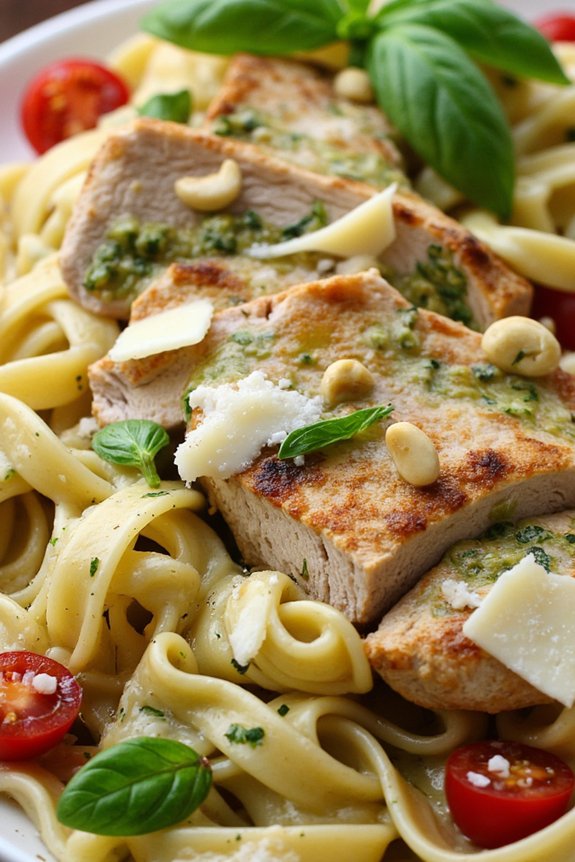 creamy cashew pesto chicken pasta