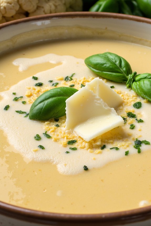 creamy cauliflower basil soup