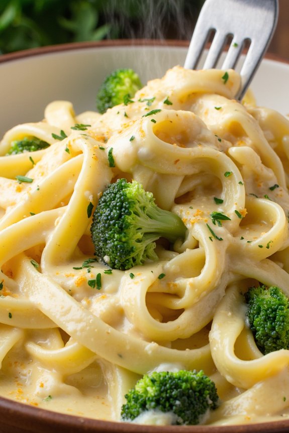 creamy cheddar broccoli pasta