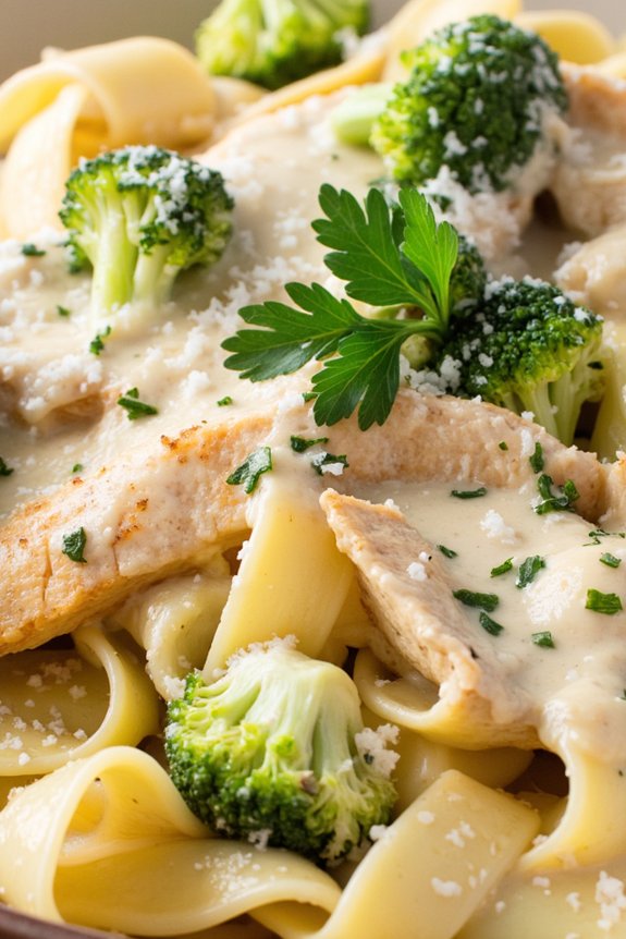 creamy chicken broccoli alfredo