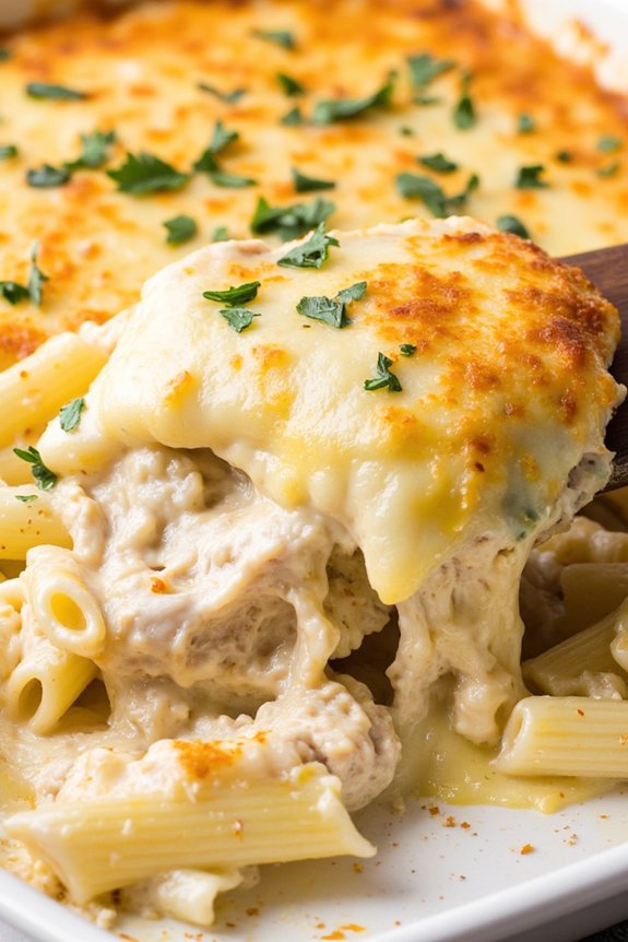 creamy chicken pasta bake