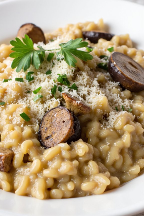 creamy eggplant mushroom risotto