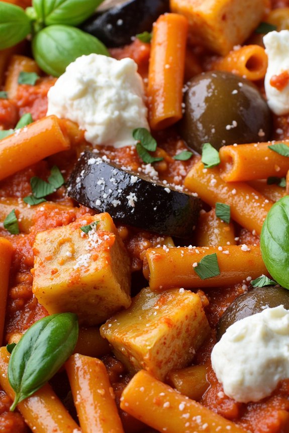 creamy eggplant ziti casserole