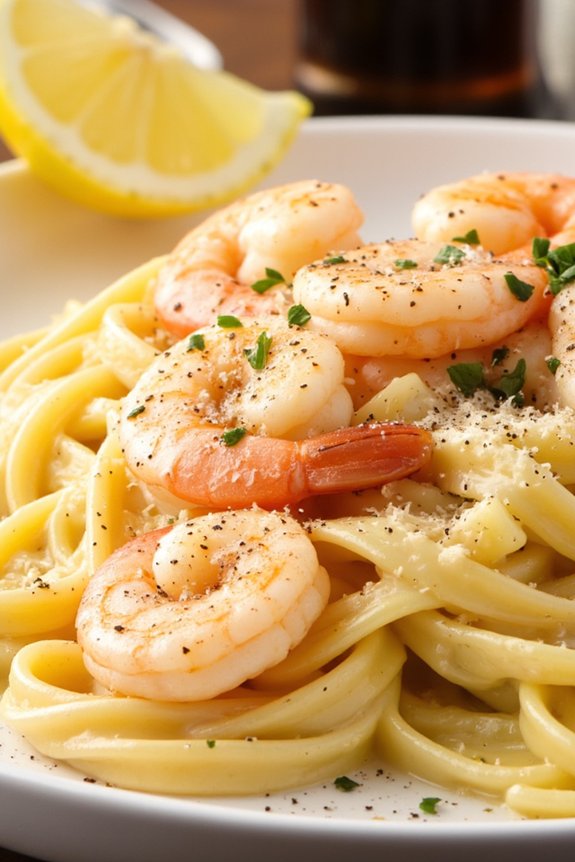 creamy garlic shrimp pasta