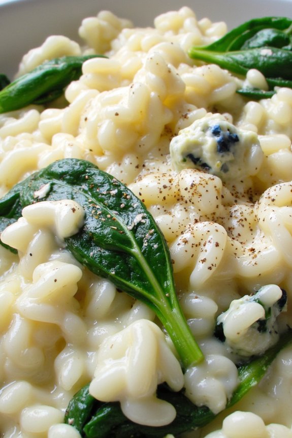 creamy gorgonzola spinach risotto