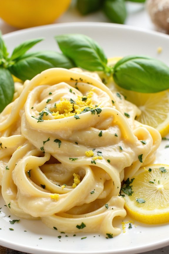 creamy lemon basil fettuccine