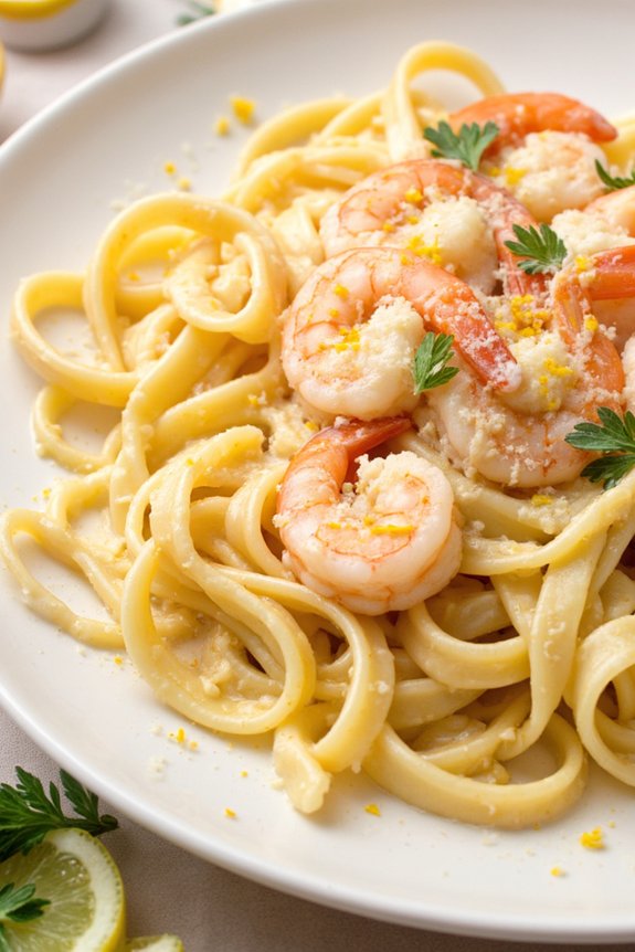 creamy lemon shrimp linguine