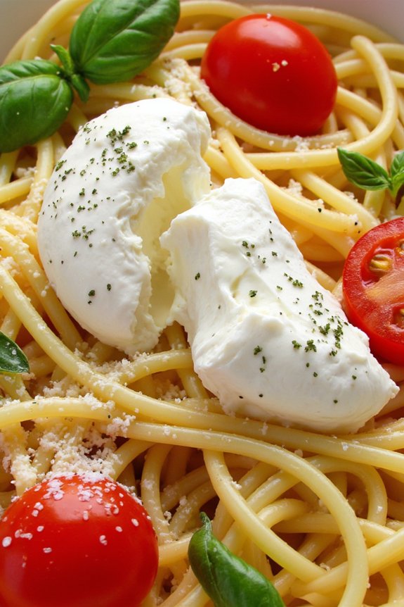 creamy pasta with burrata