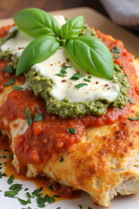 creamy pesto chicken parmesan