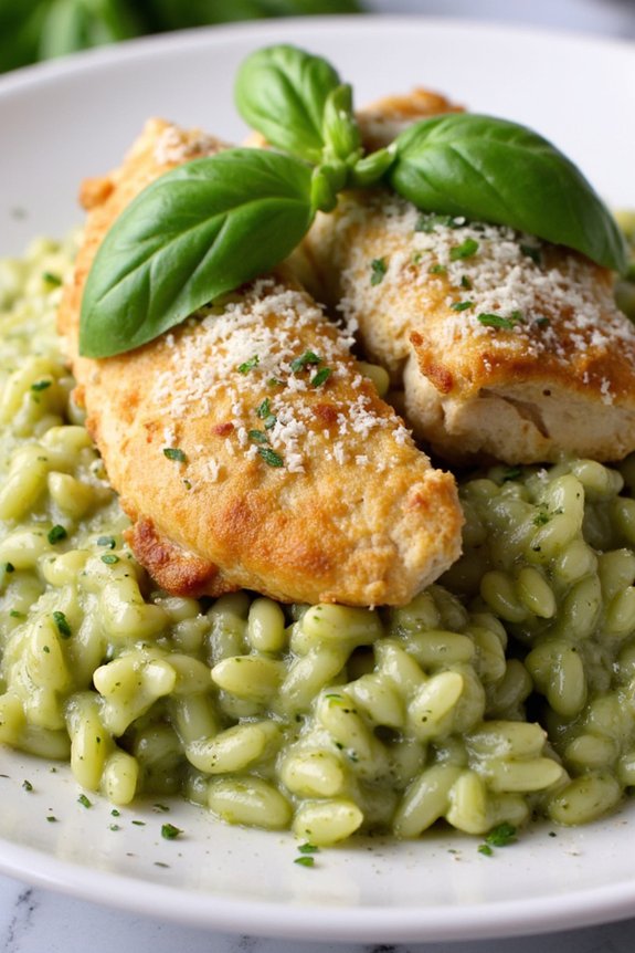 creamy pesto chicken risotto delight