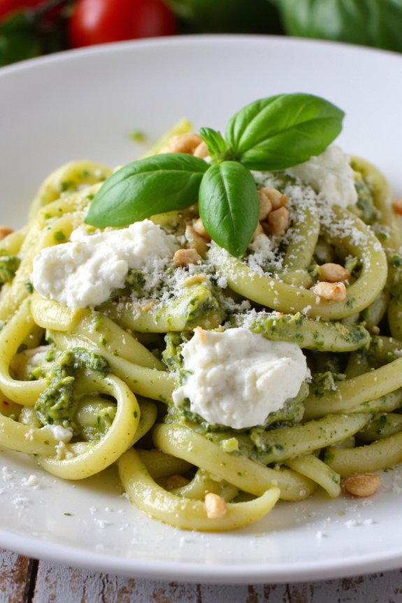 creamy pesto ricotta pasta