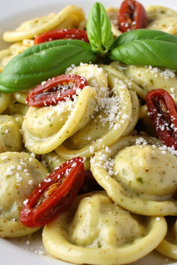 creamy pesto tortellini dish