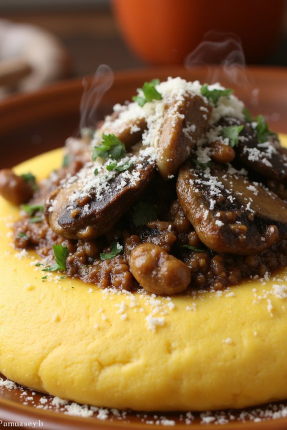 creamy polenta savory mushroom ragu