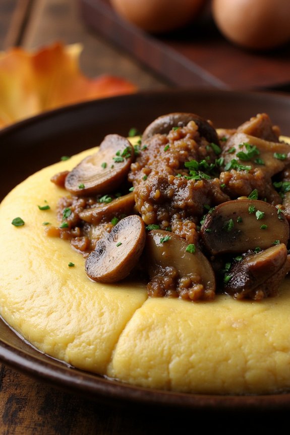 creamy polenta with mushroom ragu
