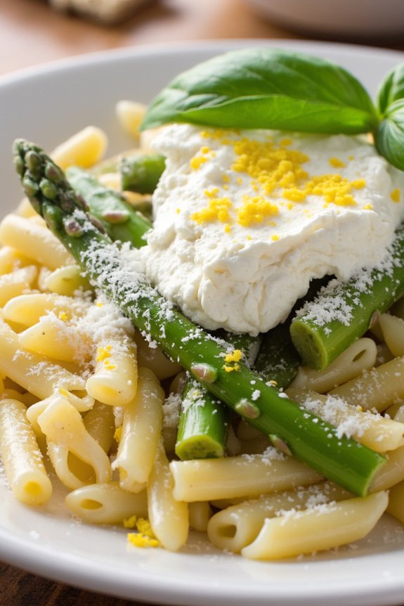 creamy ricotta asparagus orzo