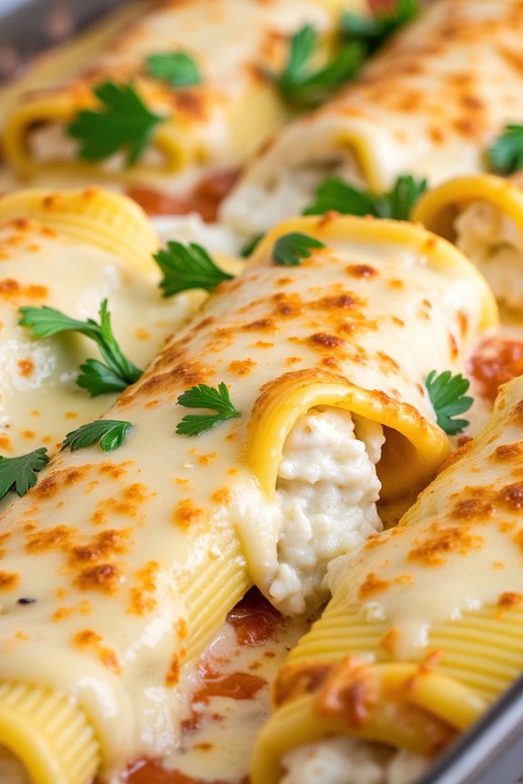 creamy ricotta filled manicotti
