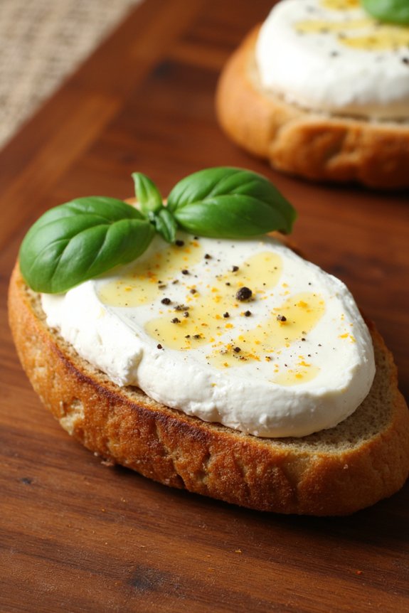 creamy ricotta honey crostini