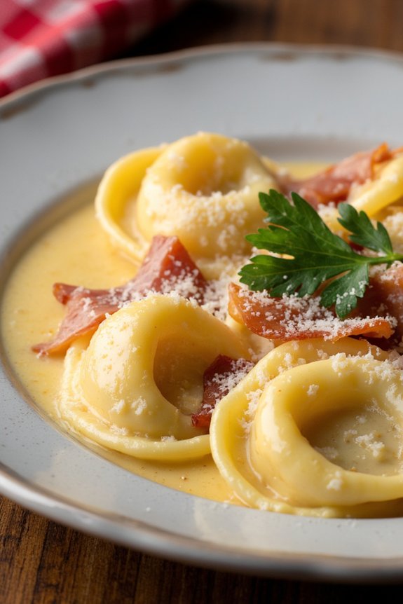 creamy ricotta prosciutto tortellini