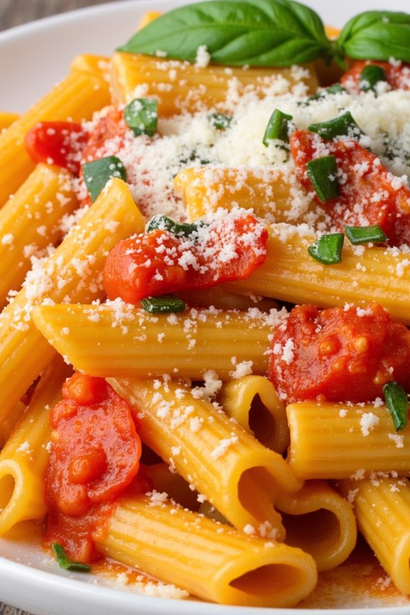 creamy roasted red pepper rigatoni
