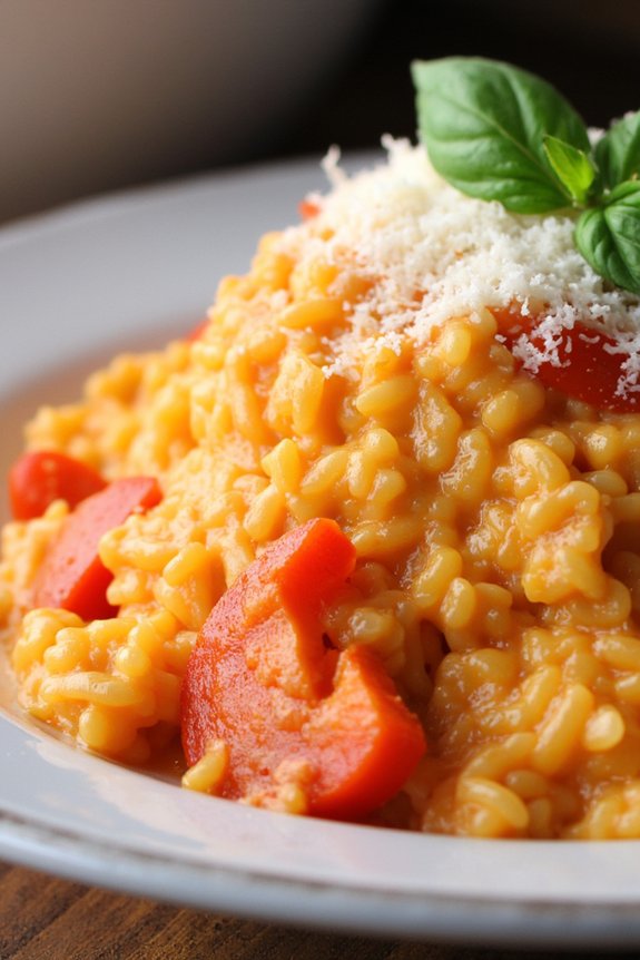 creamy roasted red pepper risotto