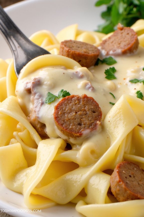creamy sausage alfredo pasta