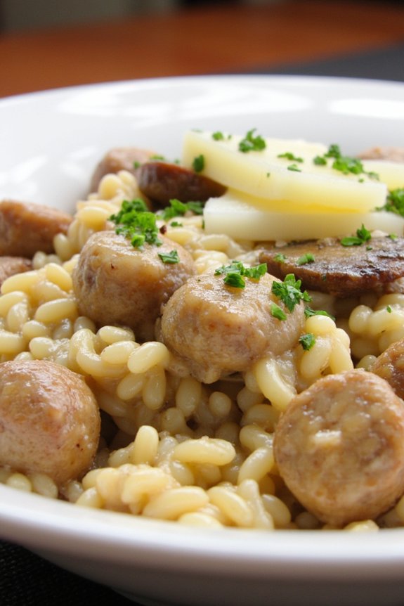 creamy sausage mushroom risotto