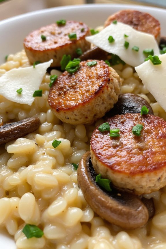 creamy sausage mushroom risotto