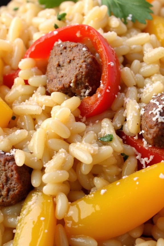 creamy sausage pepper risotto