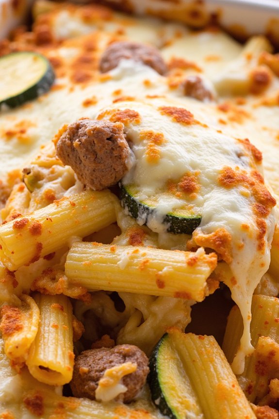 creamy sausage zucchini pasta bake