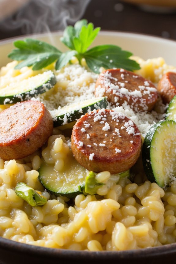 creamy sausage zucchini risotto